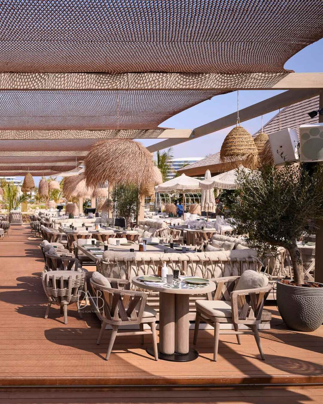 Stylish rope woven outdoor furniture collection.