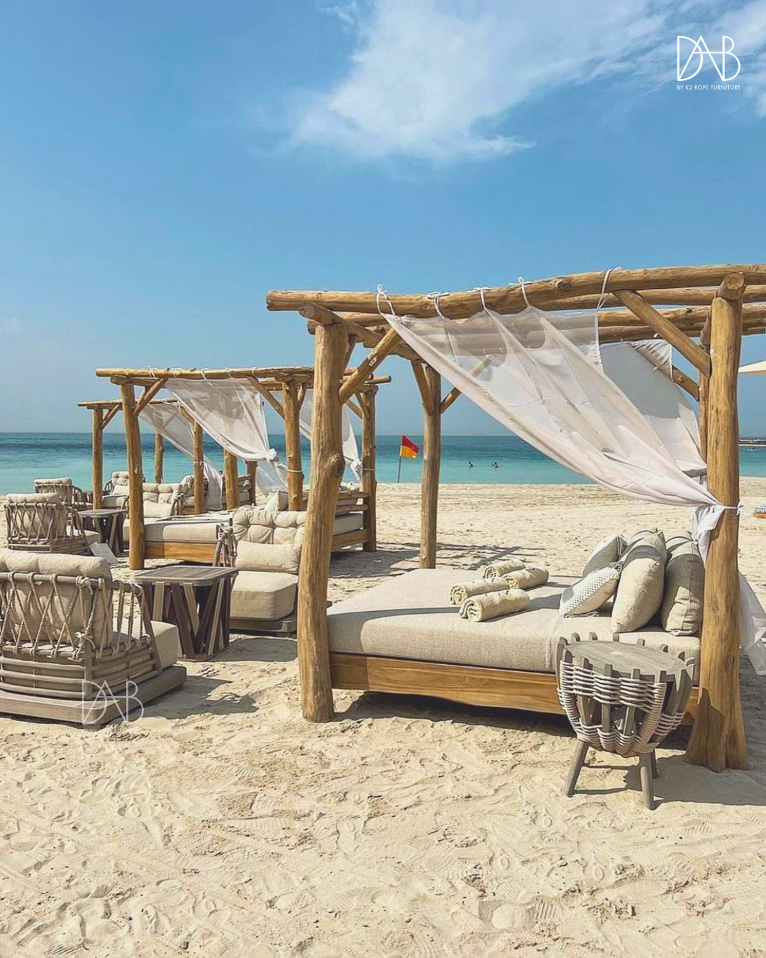 Rope furniture set with day bed at the beach