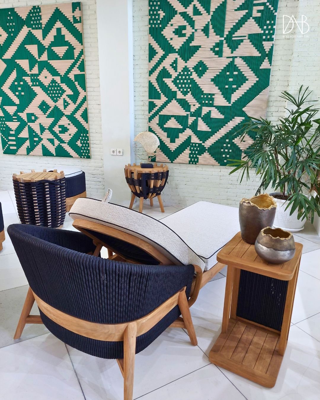 Rope furniture set with day bed at the beach