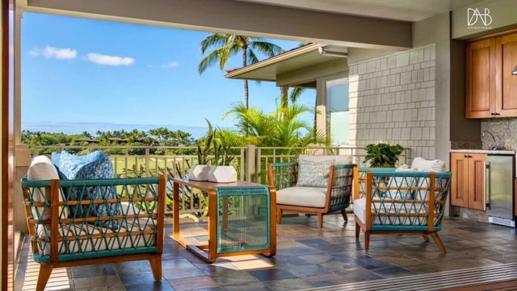 modern furniture set on terrace