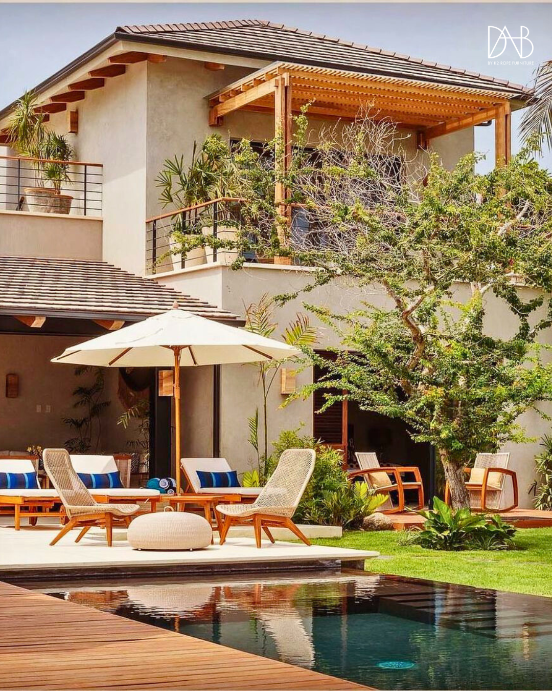 tropical resort furniture by the pool