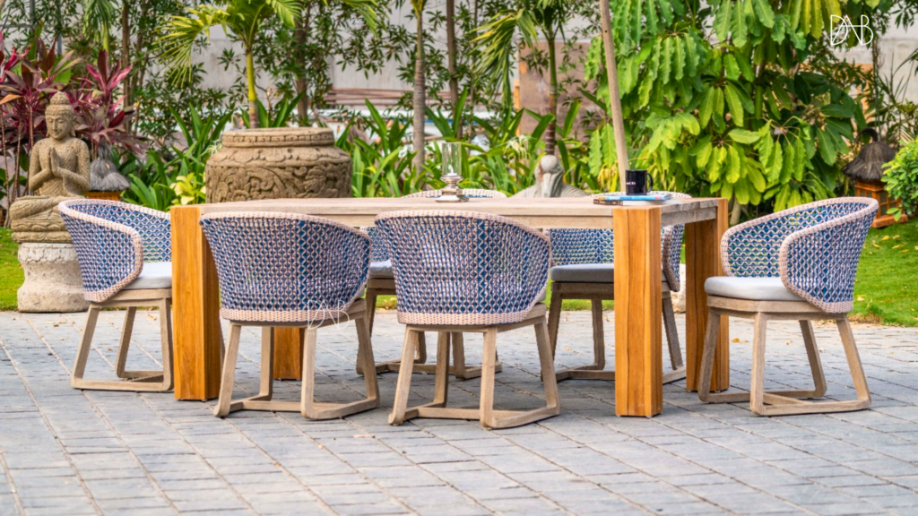 a set of rope chair and table