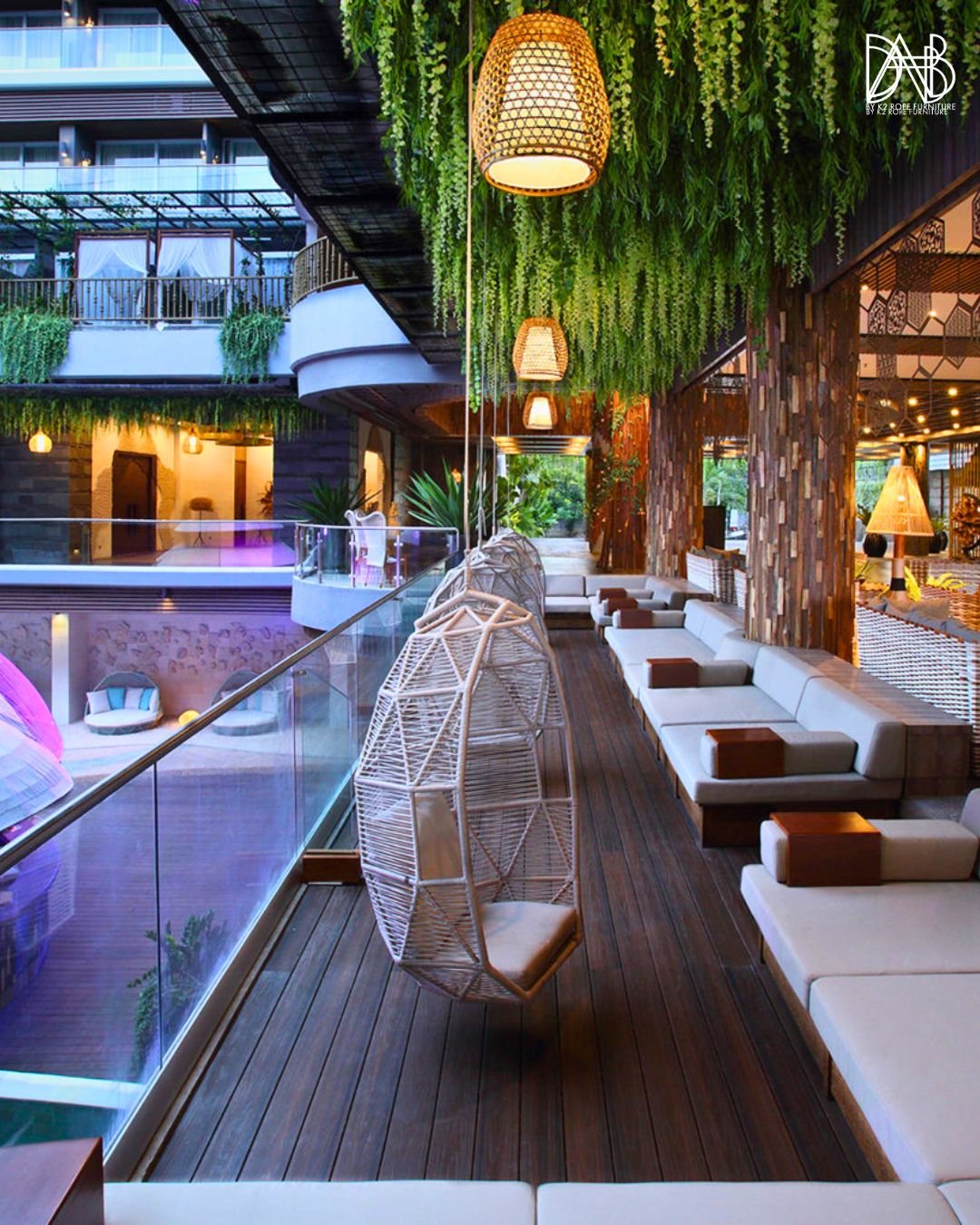 Chair hanging from the ceiling