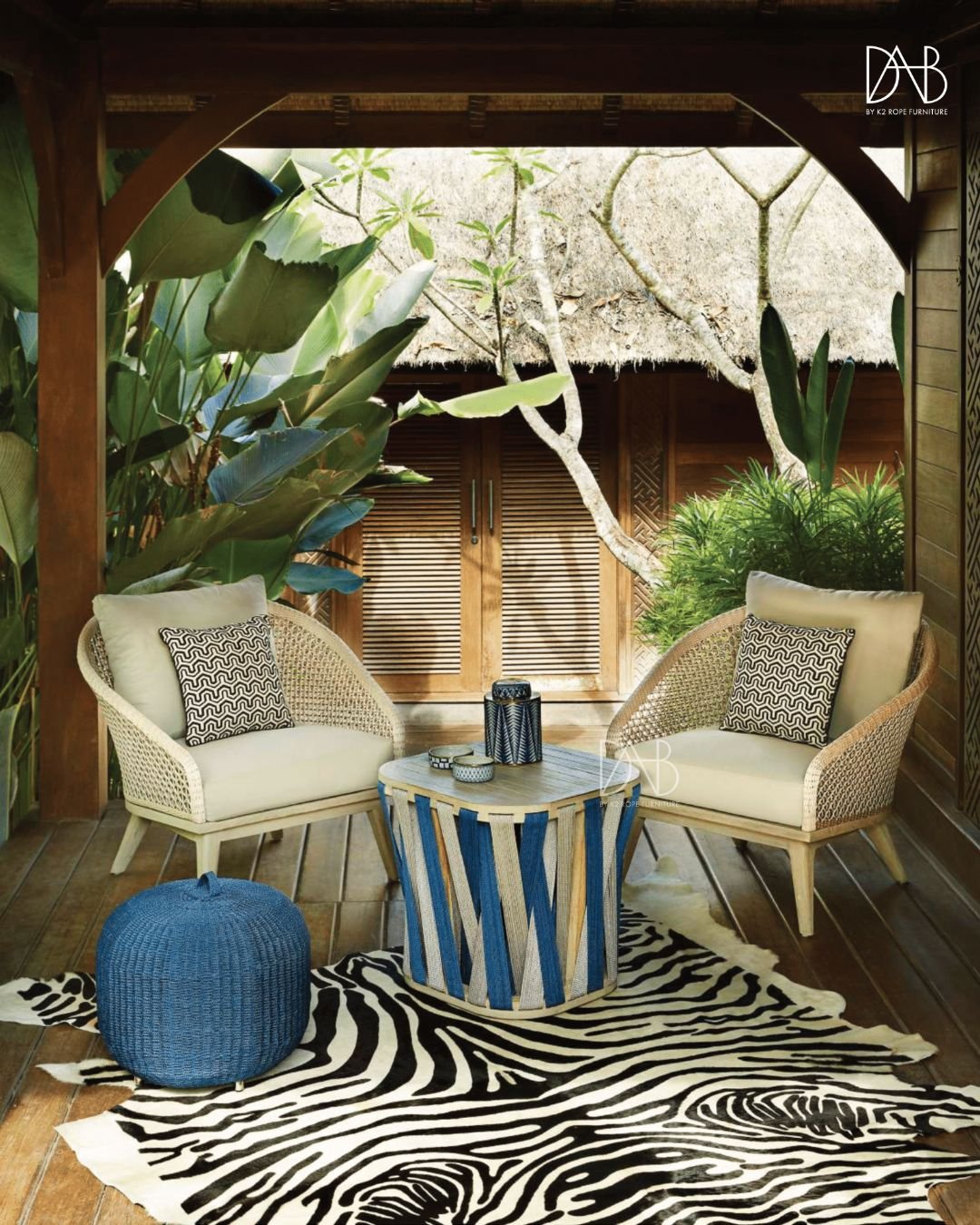 2 Rope chairs and one table at outdoor