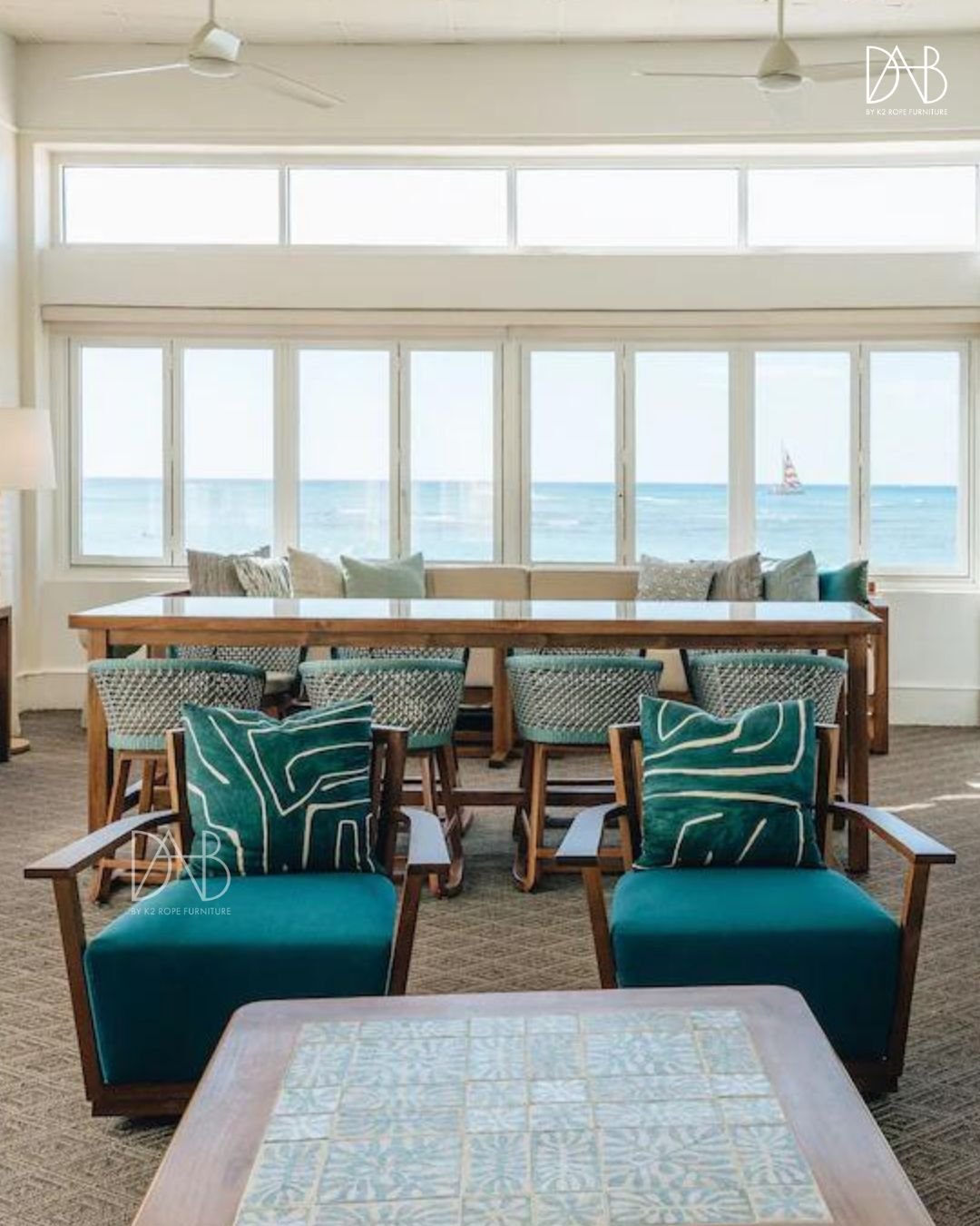 Stylish Villa Interior Design Idea Showcasing Contemporary Bedroom with Ocean View